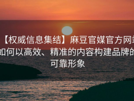 【权威信息集结】麻豆官媒官方网站如何以高效、精准的内容构建品牌的可靠形象
