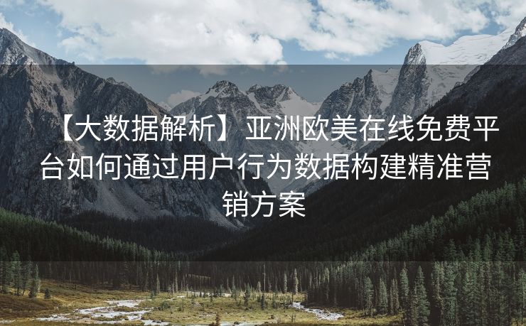 【大数据解析】亚洲欧美在线免费平台如何通过用户行为数据构建精准营销方案