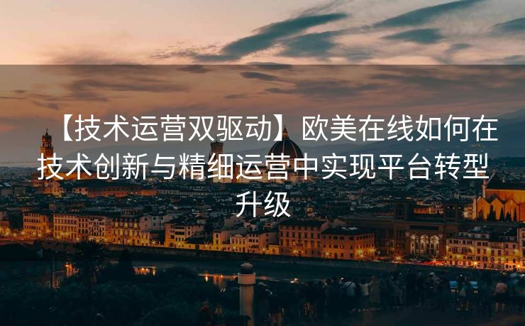 【技术运营双驱动】欧美在线如何在技术创新与精细运营中实现平台转型升级