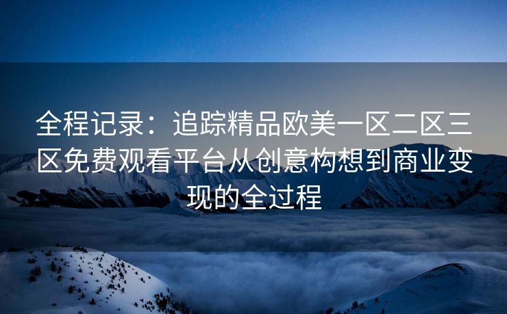 全程记录：追踪精品欧美一区二区三区免费观看平台从创意构想到商业变现的全过程